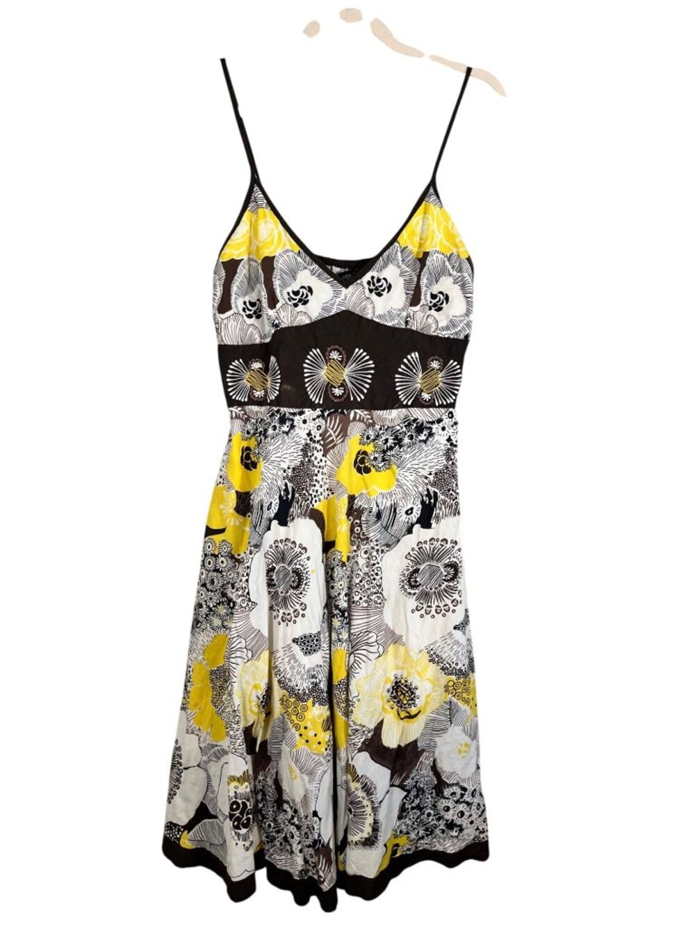 Retro‎ Floral Babydoll Tank Dress Yellow 3X Boho Indie Folk Earthy Granola Fairy